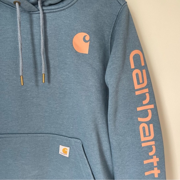 Carhartt Blue Pullover Hooded Sweatshirt Women’s sz Small - Picture 2 of 5